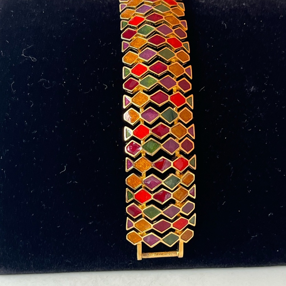 Rare Vintage Joan Rivers Signed Multicolor Enamel Bracelet - Picture 2 of 7